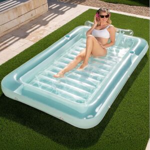 Sloosh Inflatable Tanning Pool Float Tanning Bathtub for Adults Pool Raft Sunbathing Tanning Pool Lounger Pool Float Tanning Bed Float for Adults